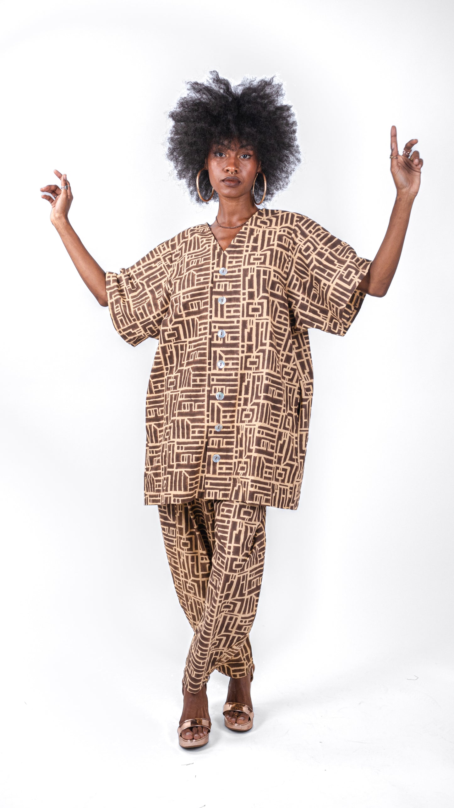 Ensemble kimono & Pantalon SANKOFA MOKA