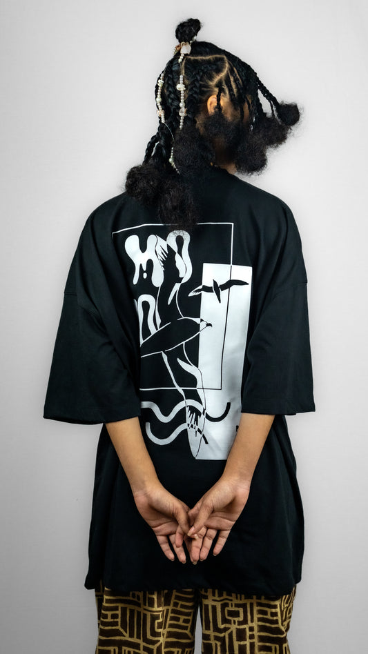 Tee-Shirt FREE MIND oversize noir / by Pikio